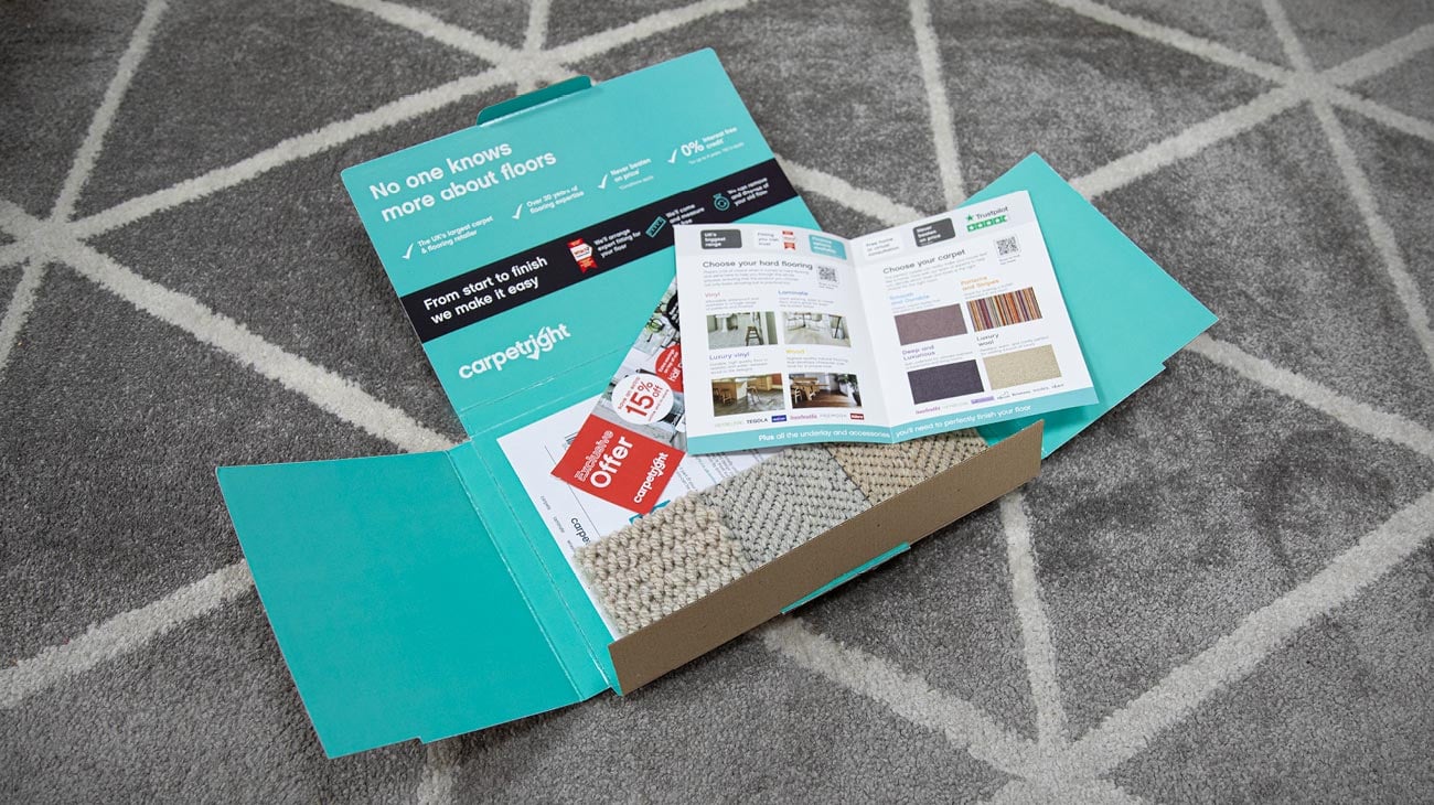 Carpetright Sampling Postage Box Design and Print by Mauveworx